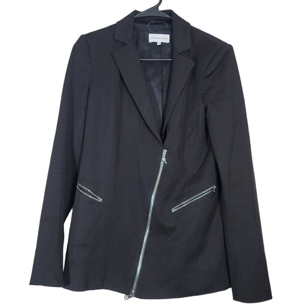 Patrizia Pepe Blazer Jacket Long Sleeve Black‎ Zipper Size 42/ 8
